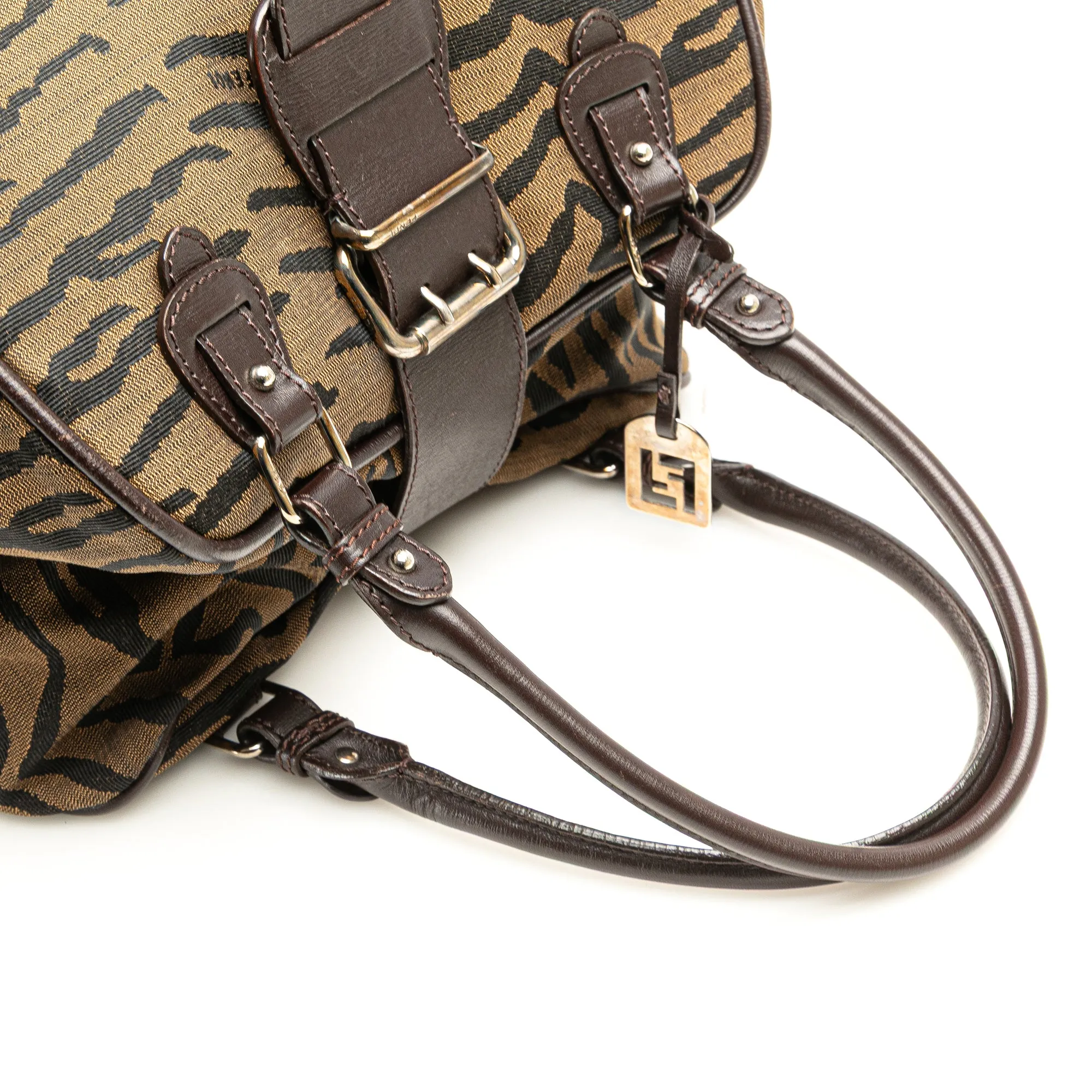Tiger Print Canvas Shoulder Bag