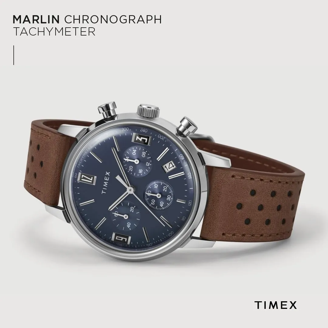 Timex Marlin Chronograph Tachymeter 40mm Men’s Analog Watch | Retro Design | 50M Water Resistance