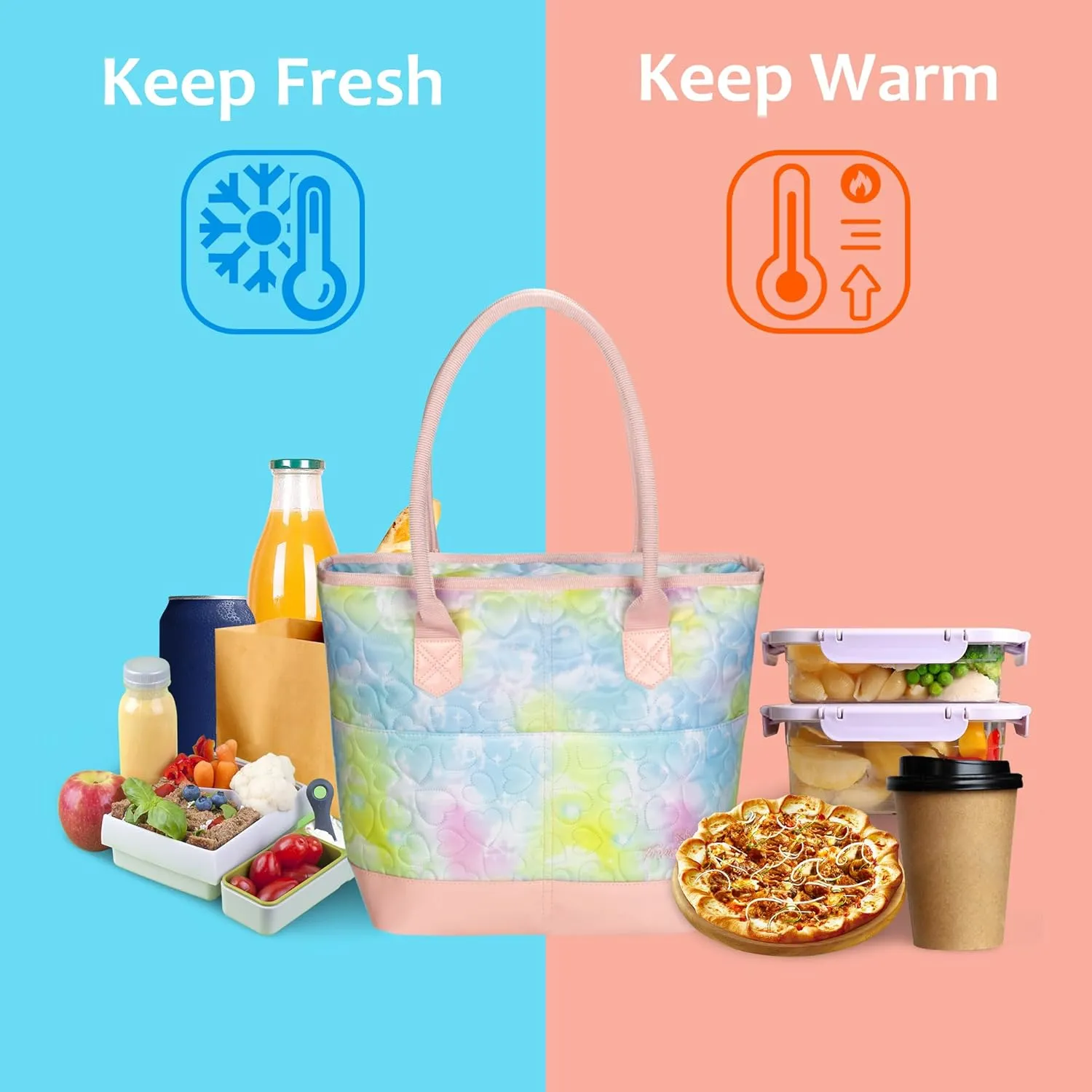 Tirrinia Cooler Bag for Women,Waterproof Leakproof Beach Cooler for Work, Beach, Shopping Grocery Bags for Travel & Lunch