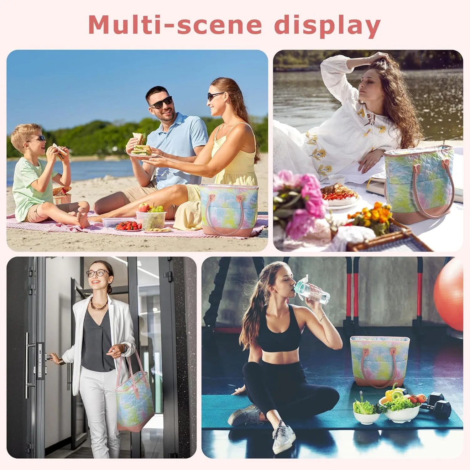 Tirrinia Cooler Bag for Women,Waterproof Leakproof Beach Cooler for Work, Beach, Shopping Grocery Bags for Travel & Lunch