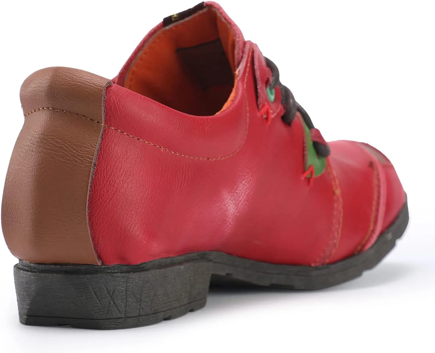 TMA EYES & MAiA Womens Fashionable Retro Style Shoes Hand Stitching Leather Lace-up Low Heel Casual Shoes