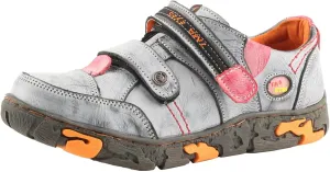 TMA EYES Women's Leather Soft Sole Non-Slip Lace-up Walking Shoes with Hook-and-Loop Fastener Design