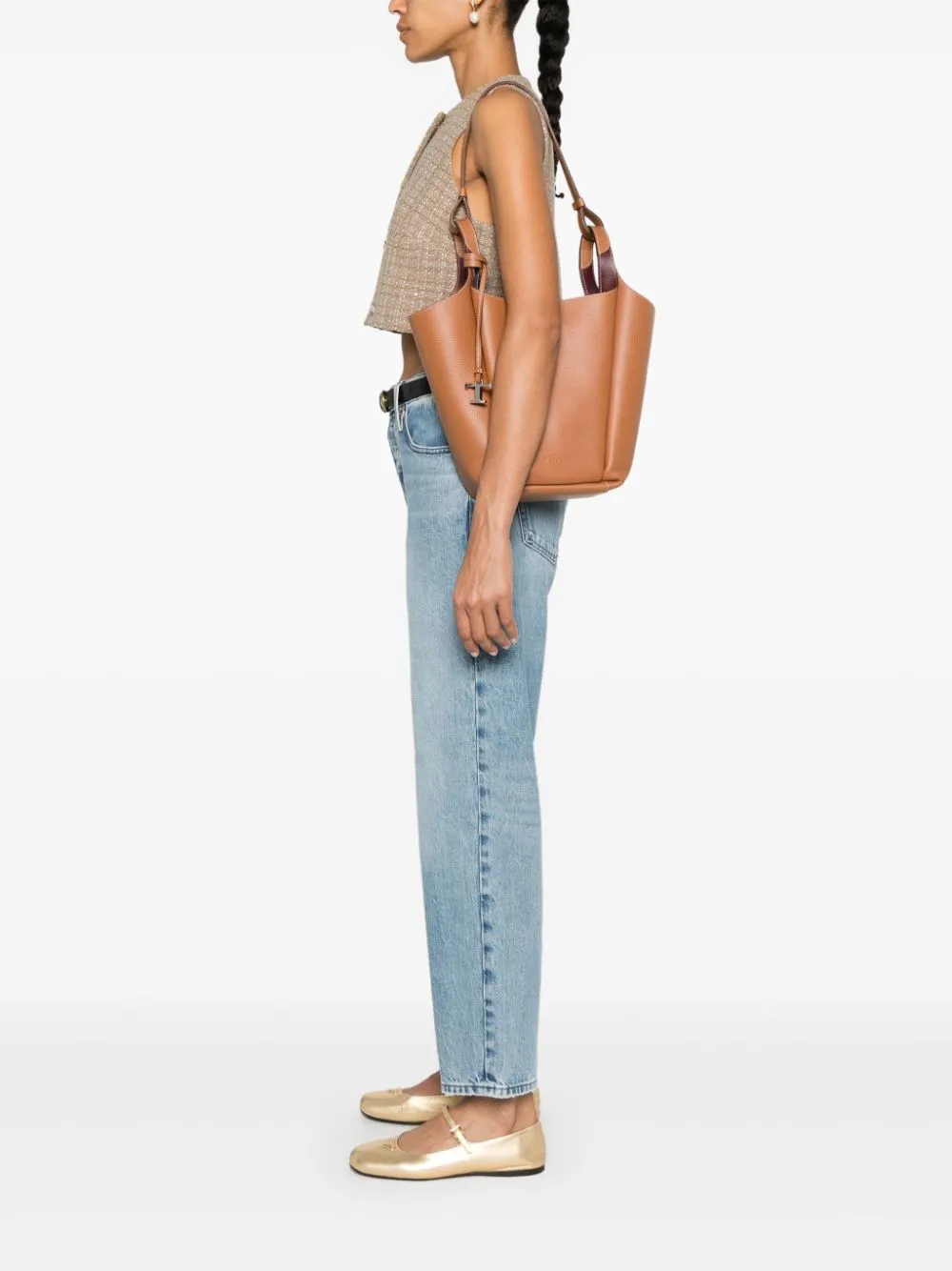 Tod's T Timeless Small Leather Bucket Bag