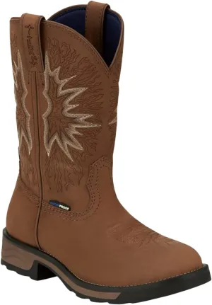 Tony Lama Men's Boom Saddle Cowhide Pull-On Soft Western Work Boot Round Toe Tan 12 D