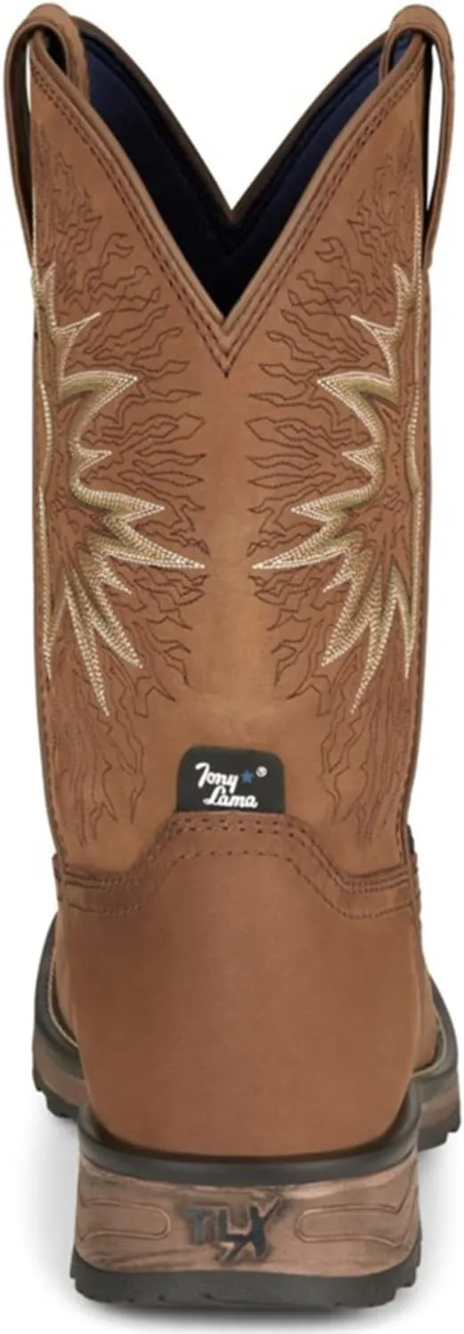Tony Lama Men's Boom Saddle Cowhide Pull On Western Work Boot Composite Toe - Tw3413