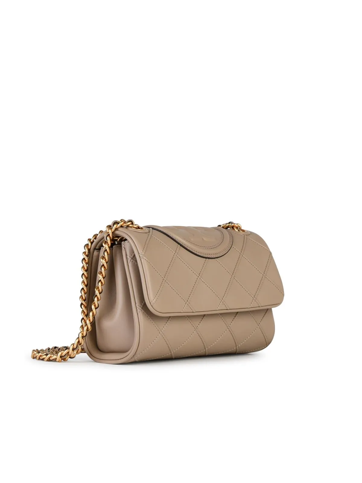 Tory Burch 'Fleming' Small Lear Crossbody Bag Nude