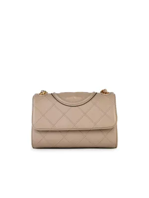Tory Burch 'Fleming' Small Lear Crossbody Bag Nude
