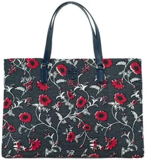 Tory Burch Women's Nylon Printed Tote (Retro Batik - Navy - Red)