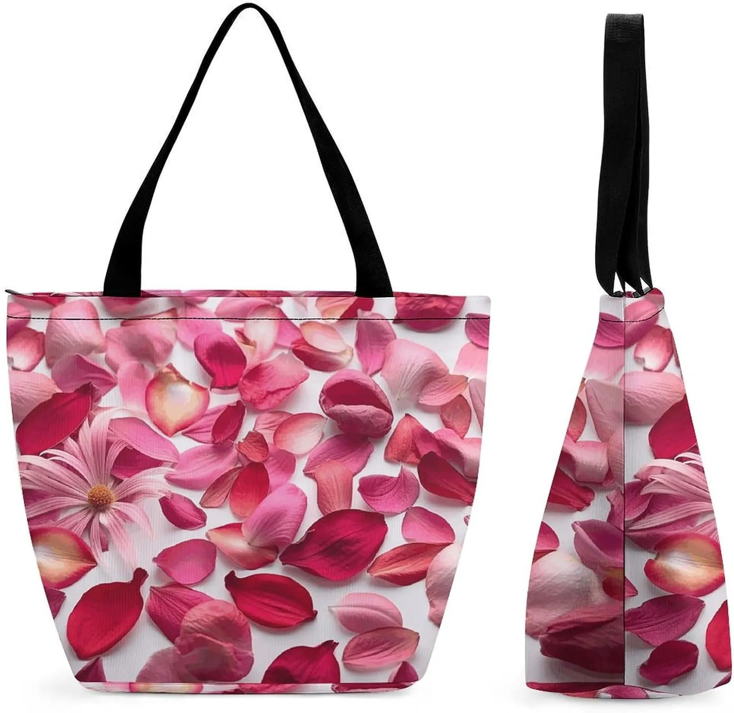 Tote Bag for Women Reusable Handbag Grocery Bags Fashion Shoulder Bags Peach Flower Petals Shopping Bags