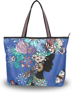 Tote Bag For Women Shoulder Bag for School Handbags for Beach Work Travel Large Tote Bag with Zipper