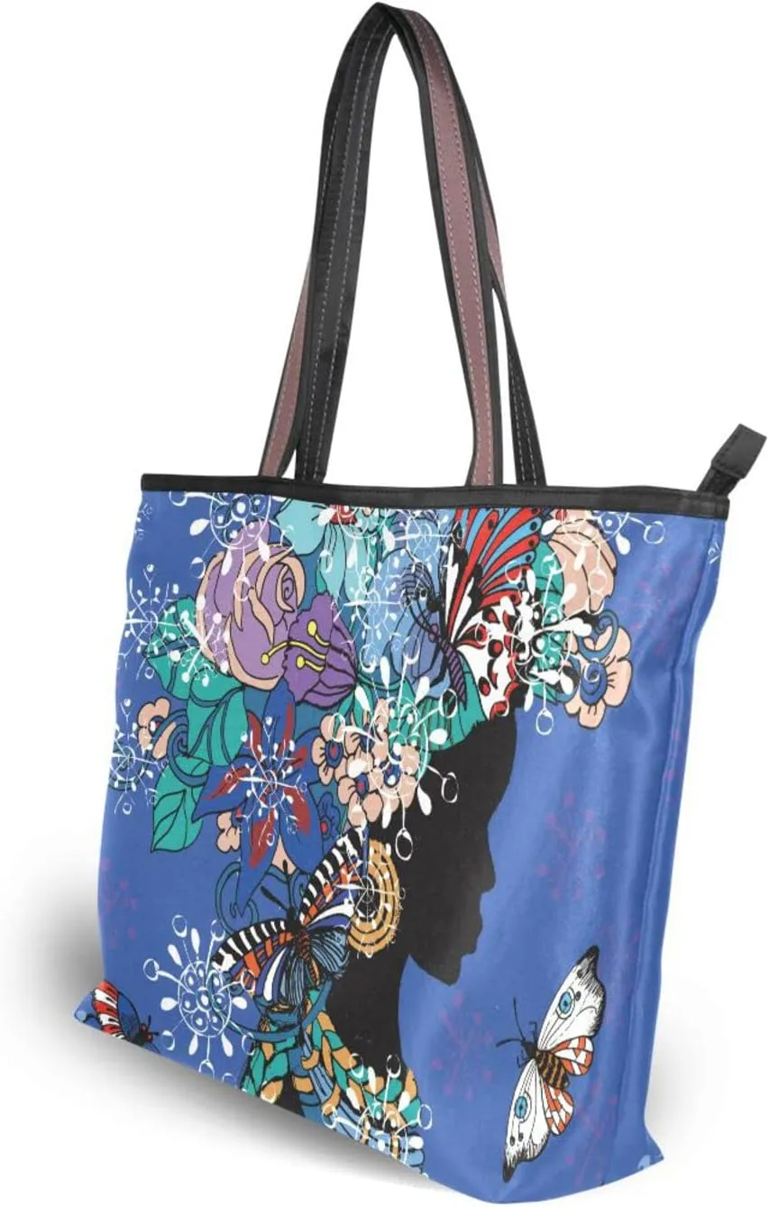 Tote Bag For Women Shoulder Bag for School Handbags for Beach Work Travel Large Tote Bag with Zipper