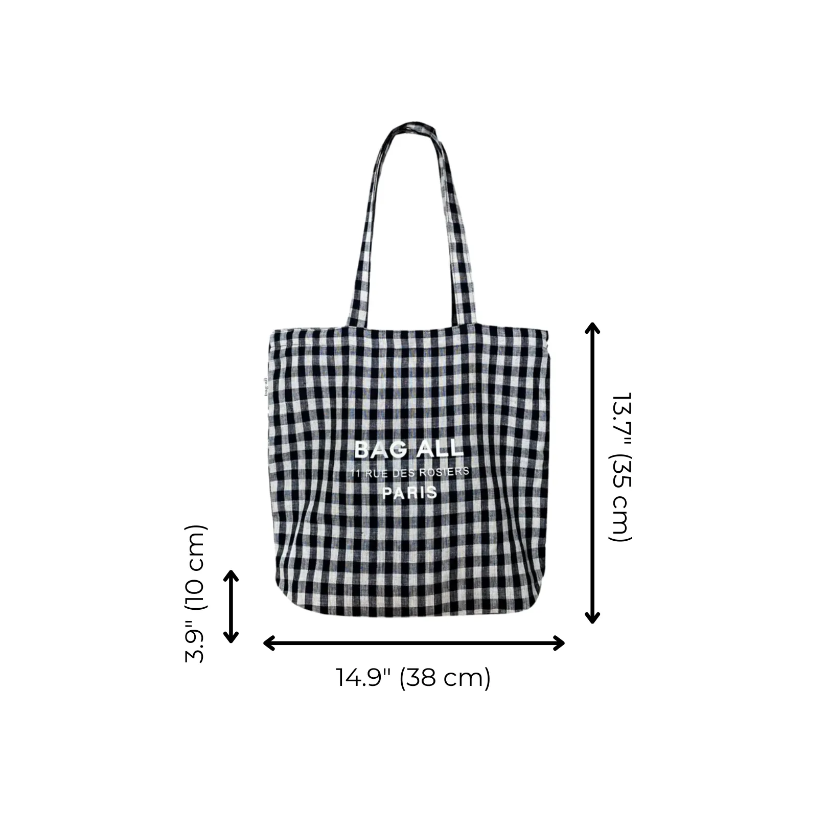 Tote Bag w Zipper – Paris – Gingham