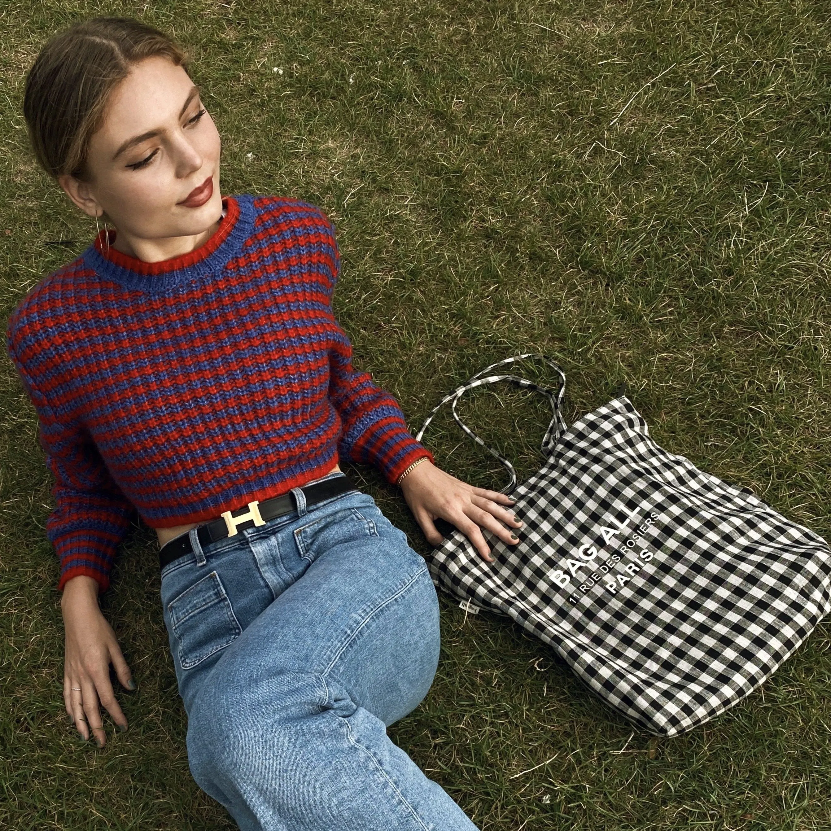 Tote Bag w Zipper – Paris – Gingham