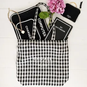 Tote Bag w Zipper – Paris – Gingham
