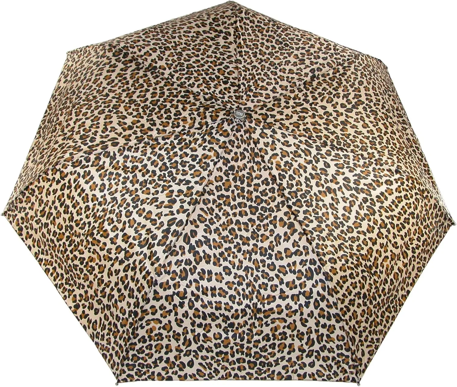 totes Automatic Open Close Water-Resistant Travel Folding Umbrella with Sun Protection, Leopard Spot