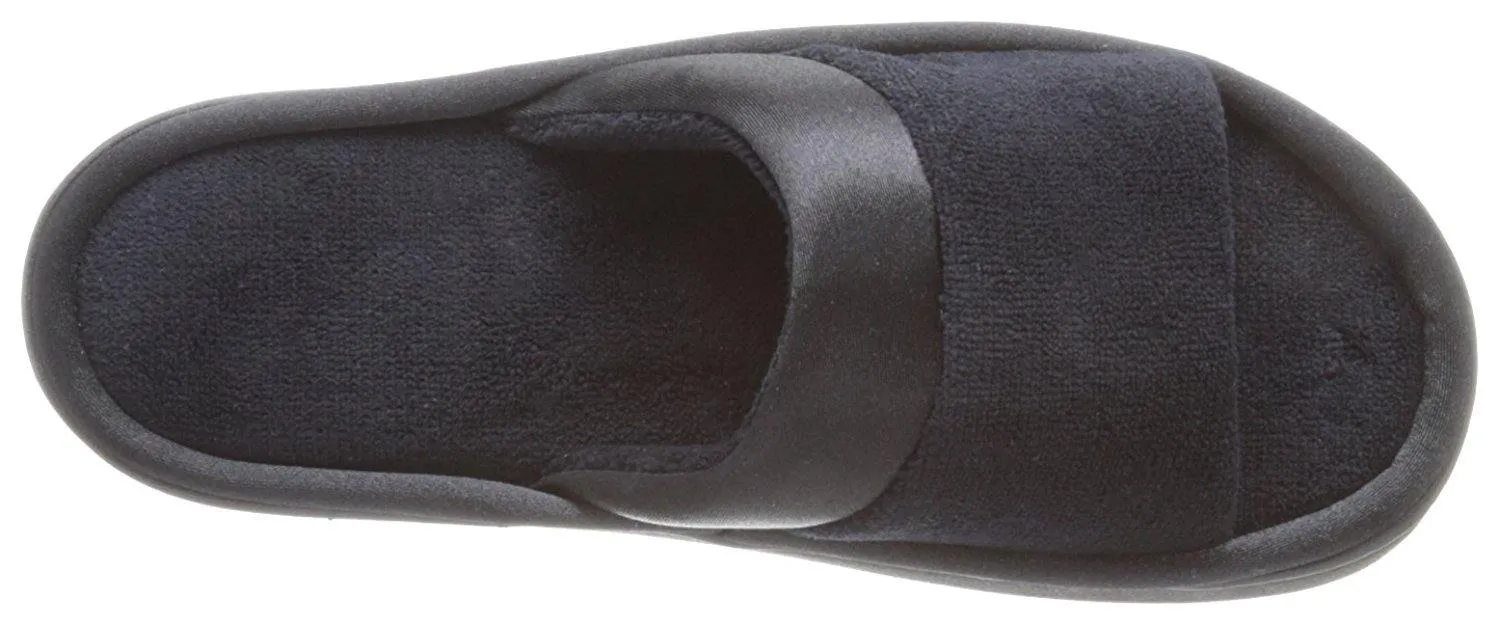 Totes Isotoner Women's Microterry Satin Trim Wider Width Slide Slippers