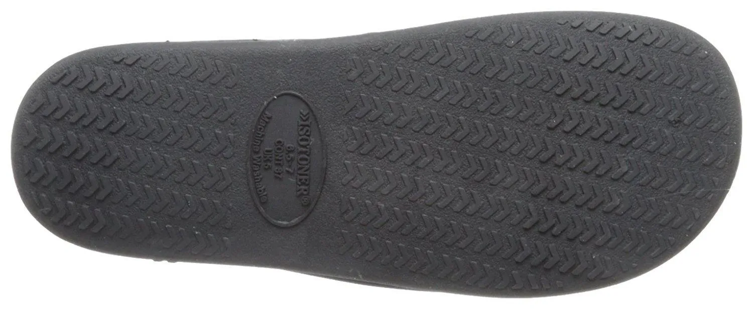 Totes Isotoner Women's Microterry Satin Trim Wider Width Slide Slippers