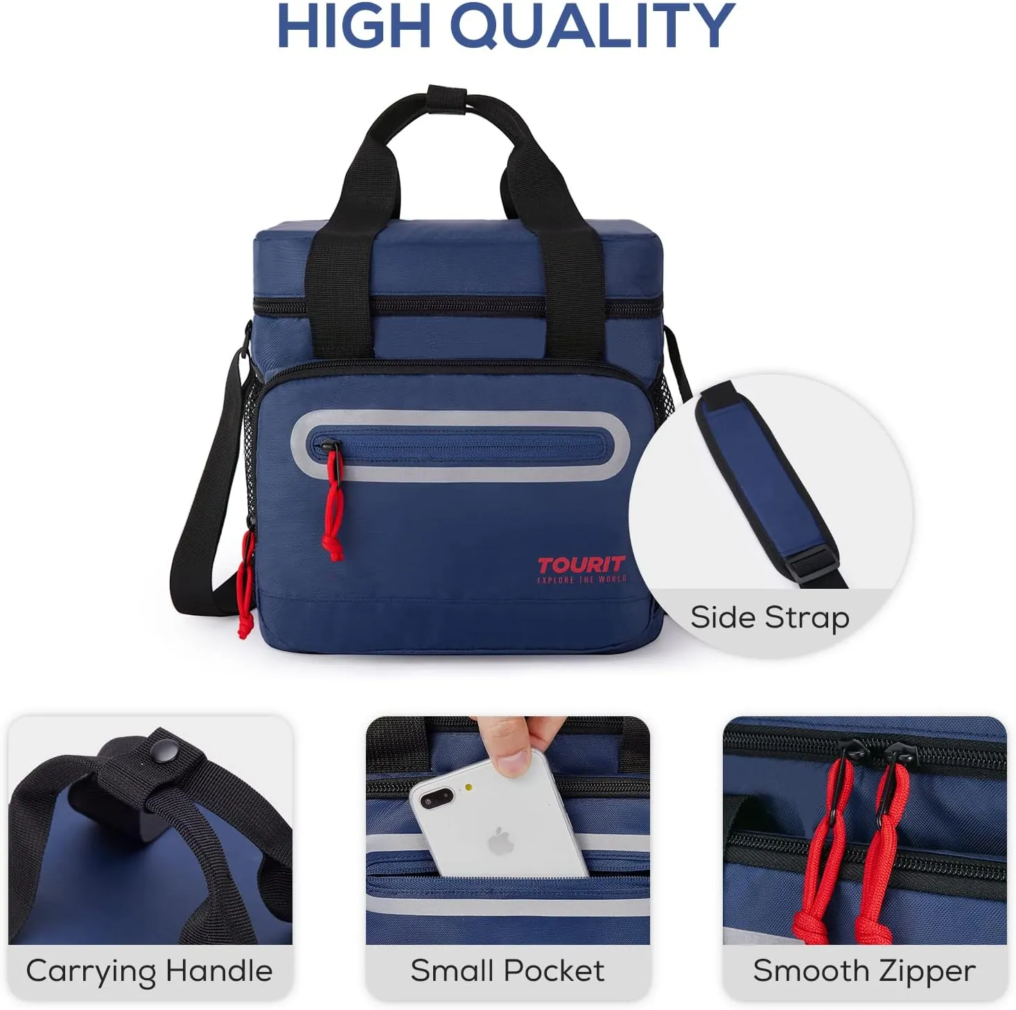 TOURIT Large Lunch Bag 14L Insulated Lunch Box Lunch Cooler for Men Women Work, Black