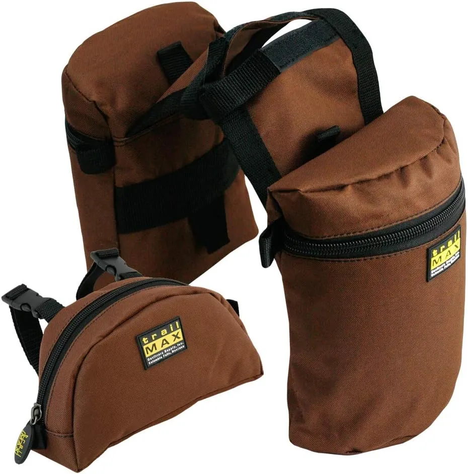 TrailMax Medium-Sized Saddle Horn Bag & Pommel Pocket Combo, Trail Riding Saddle-Bags with 1 Set of TrailMax Horn Bags & 1 Pommel Pocket