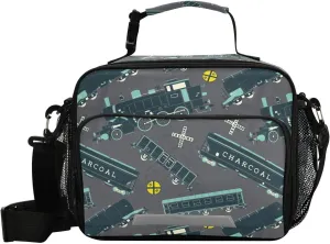 Train Locomotive Lunch Bag for Women Men Vintage Childish Insulated Cooler Tote Bag with Adjustable Shoulder Strap Large Capacity Reusable Leakproof Picnic Lunch Box Outdoor for Adult Office