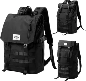Travel Backpack, Expandable Accomodates 17 Inch Laptop Backpacks, Foldable Multi Pockets Waterproof Padded Shoulder Strap No Stress Overnight Business Trip Bag Black