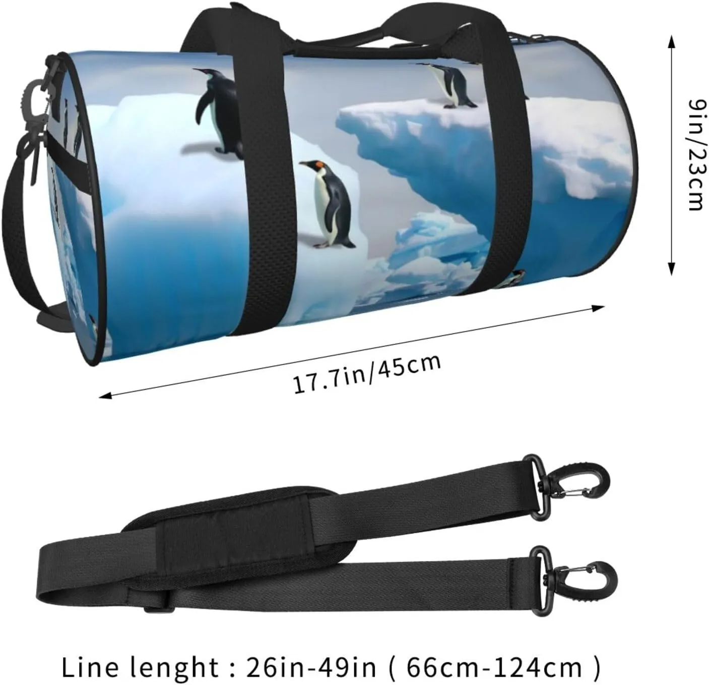 Travel Bag For Women,Penguins On The Iceberg Print Personal Item Duffle Bags,Weekend Travel Duffel Tote Bag,Travel Sport Gym Bag For Men,Airplane Travel Essentials For Flying