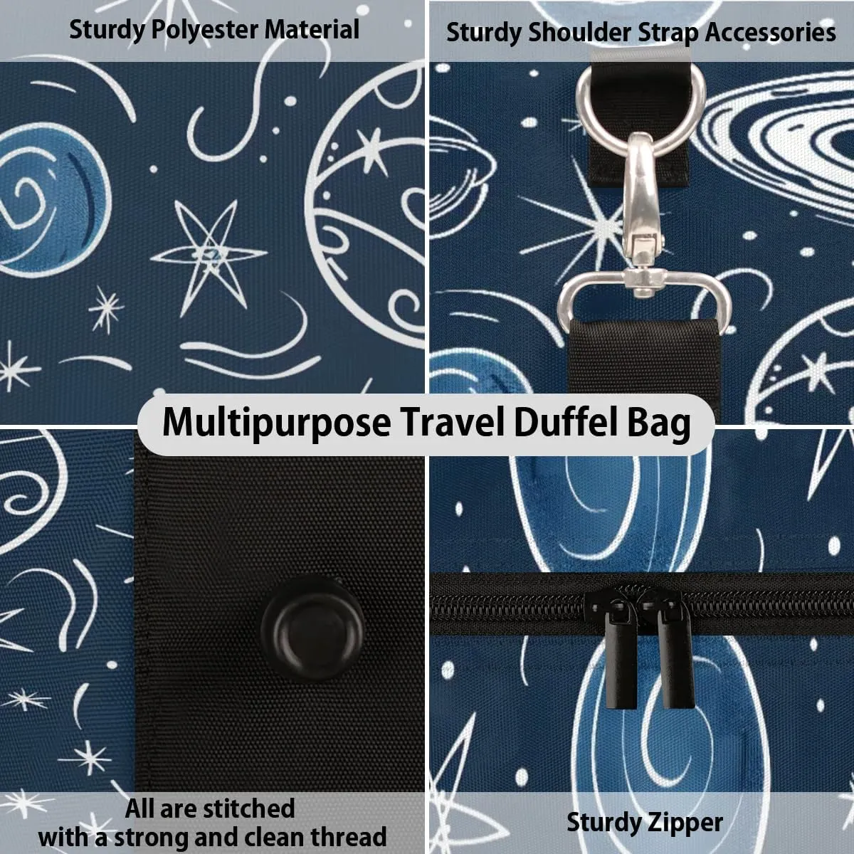 Travel Duffel Bag, Galaxy Universe Space Sports Tote Gym Bag Foldable Western Aztec Weekender Bag Carry on Luggage Handle Bag Overnight Shoulder Bag for Women Men,A-004