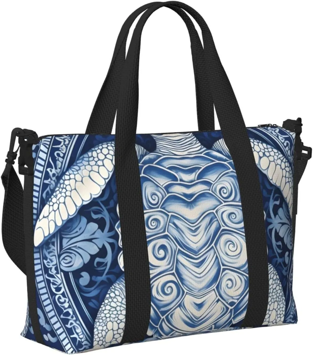 Travel Duffle Bag Ethnic Turtle Floral Weekender Overnight Bags Luggage Bag for Women Men Waterproof Sports Gym Bag Hand Bag with Shoulder Strap