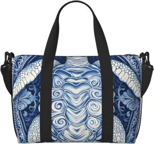 Travel Duffle Bag Ethnic Turtle Floral Weekender Overnight Bags Luggage Bag for Women Men Waterproof Sports Gym Bag Hand Bag with Shoulder Strap