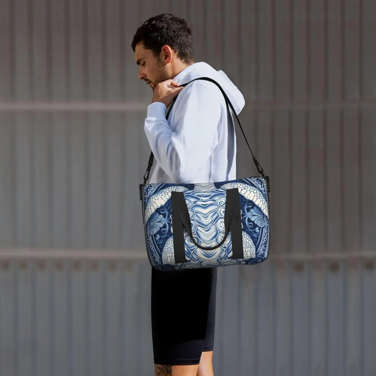 Travel Duffle Bag Ethnic Turtle Floral Weekender Overnight Bags Luggage Bag for Women Men Waterproof Sports Gym Bag Hand Bag with Shoulder Strap