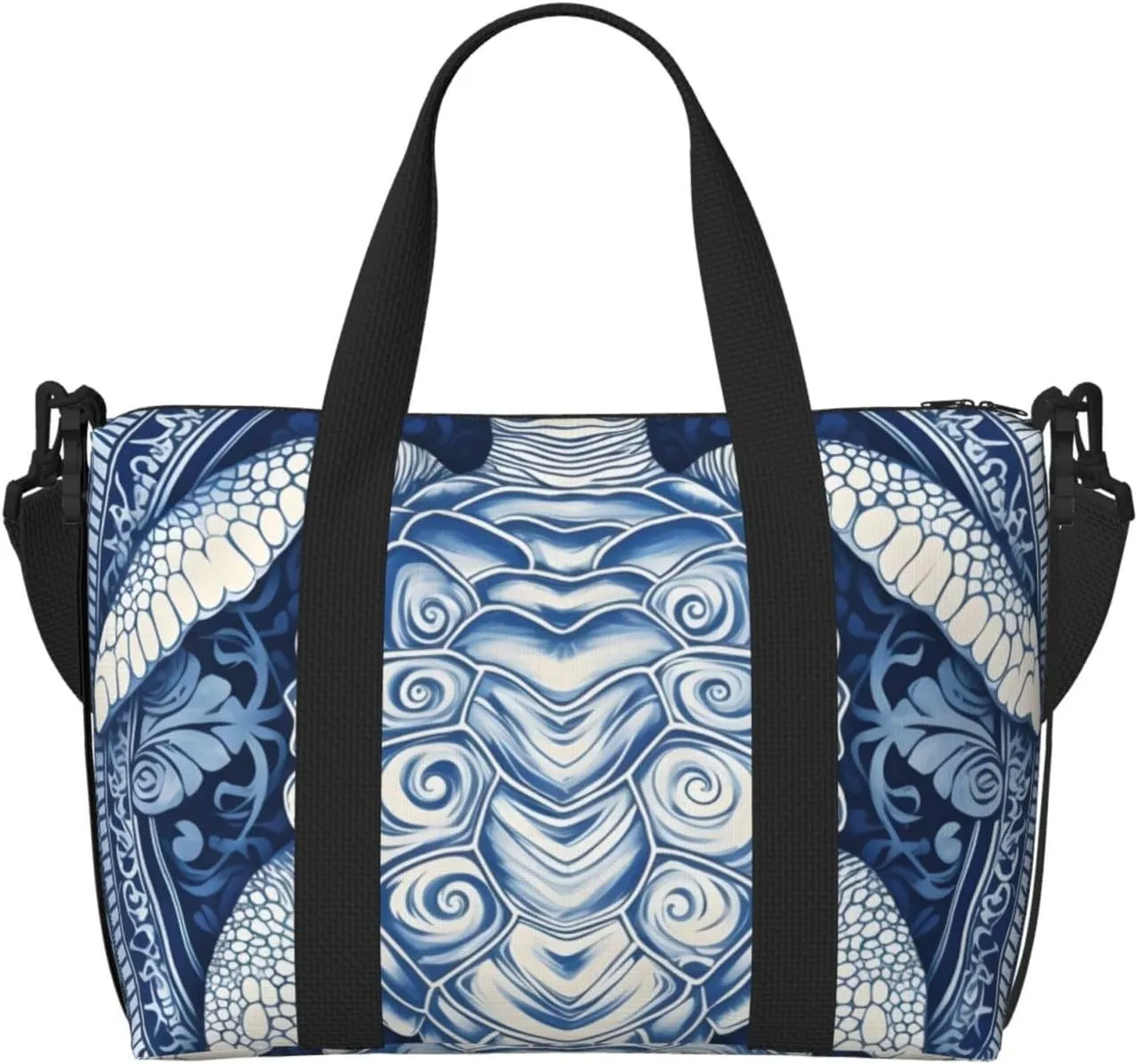 Travel Duffle Bag Ethnic Turtle Floral Weekender Overnight Bags Luggage Bag for Women Men Waterproof Sports Gym Bag Hand Bag with Shoulder Strap