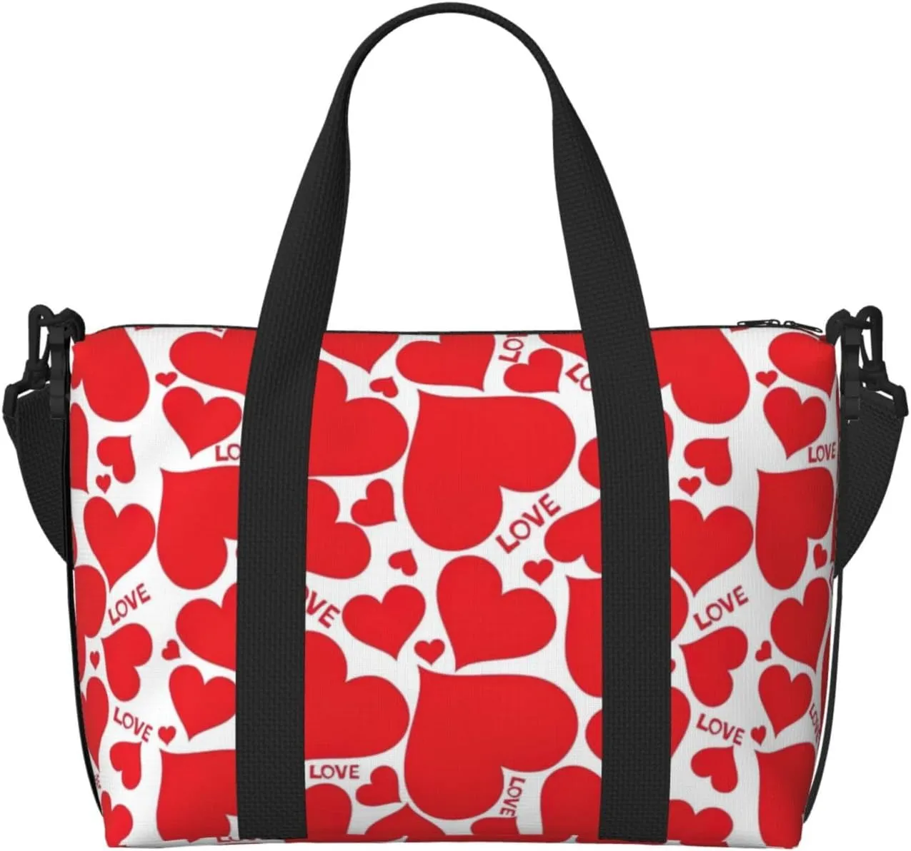 Travel Duffle Bag Weekender Bag Carry On Tote Bag Sport Gym Bag for Women Men Love Heart Print