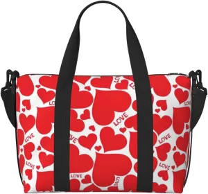 Travel Duffle Bag Weekender Bag Carry On Tote Bag Sport Gym Bag for Women Men Love Heart Print