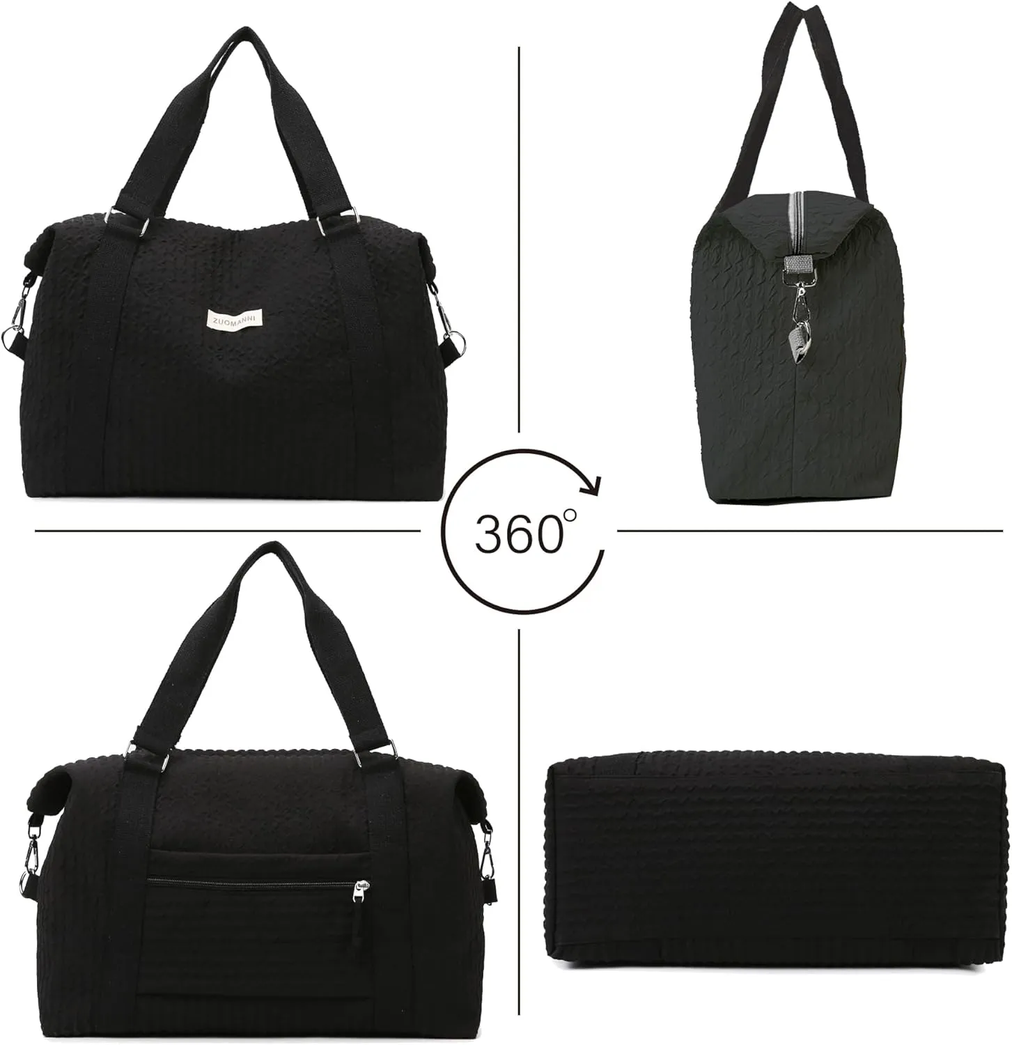 Travel Duffle Bag,Weekender Bags for Women Men,Overnight Carry On Tote Bags,Large Sports Gym Bags Portable Double Layer Wet Pocket Traveling Duffel Tote Bag Black