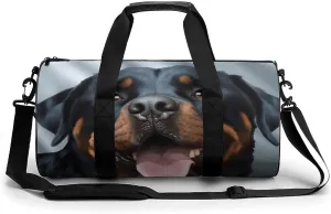 Travel Gym Duffle Bag, Rottweiler Dogs Tongue Head Print Duffle Bags,womens Mens Gym Bag,gym Bags,gym Bag with Shoe Compartment, 17.7in/9in/9in