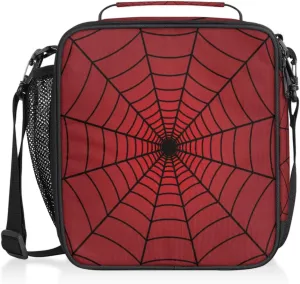 TropicalLife Red Spider Web Kids Lunch Boxes, Insulated Lunch Bag for Kids with Adjustable Shoulder Strap, School Lunch Box for Boys and Girls