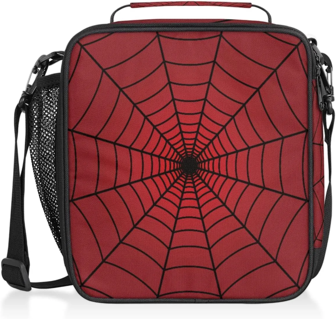 TropicalLife Red Spider Web Kids Lunch Boxes, Insulated Lunch Bag for Kids with Adjustable Shoulder Strap, School Lunch Box for Boys and Girls