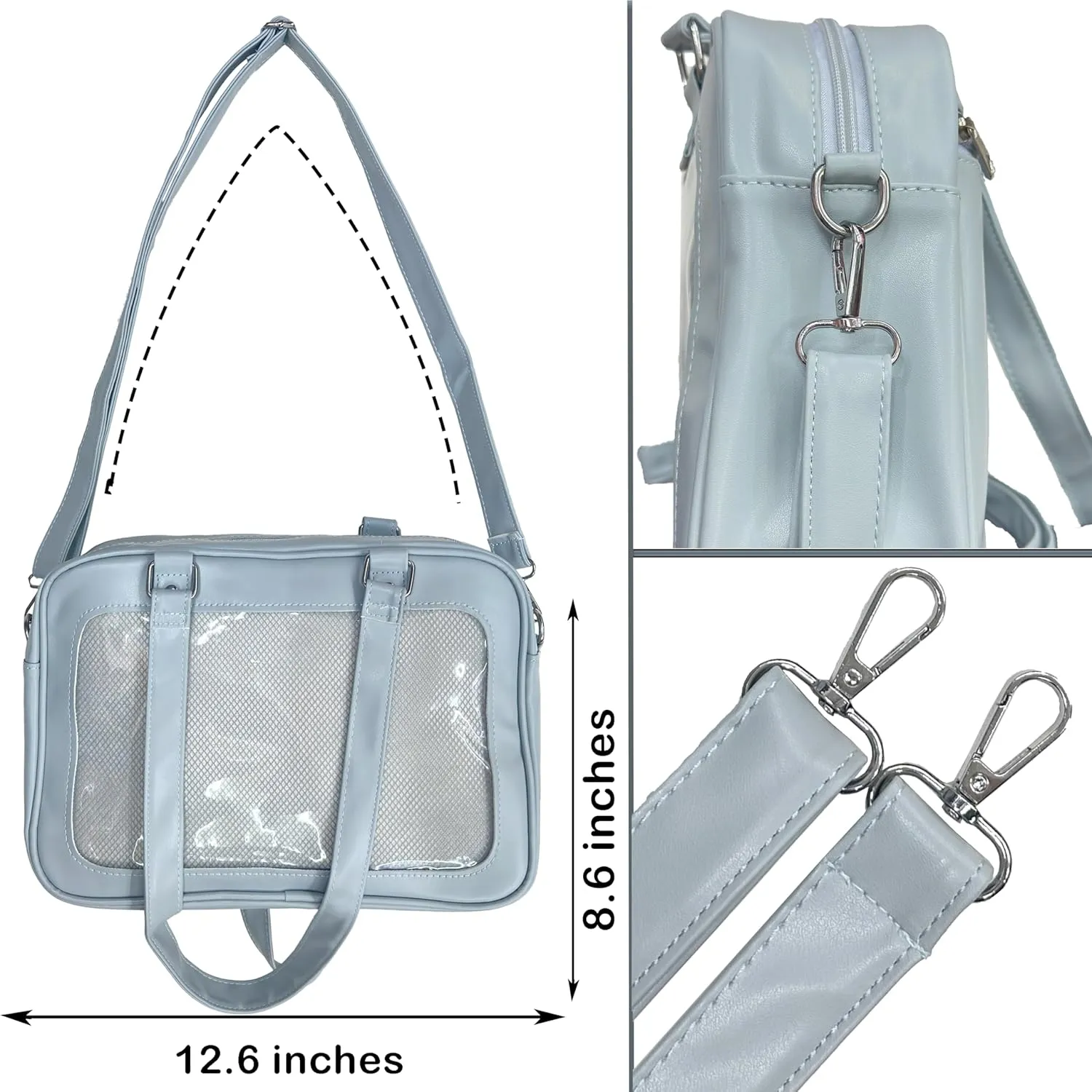 TTCAYU Ita Bag kawaii Pin Display Bag with Pin Mesh Insert Anime Crossbody Handbag Japanese Shoulder JK Uniform Purse