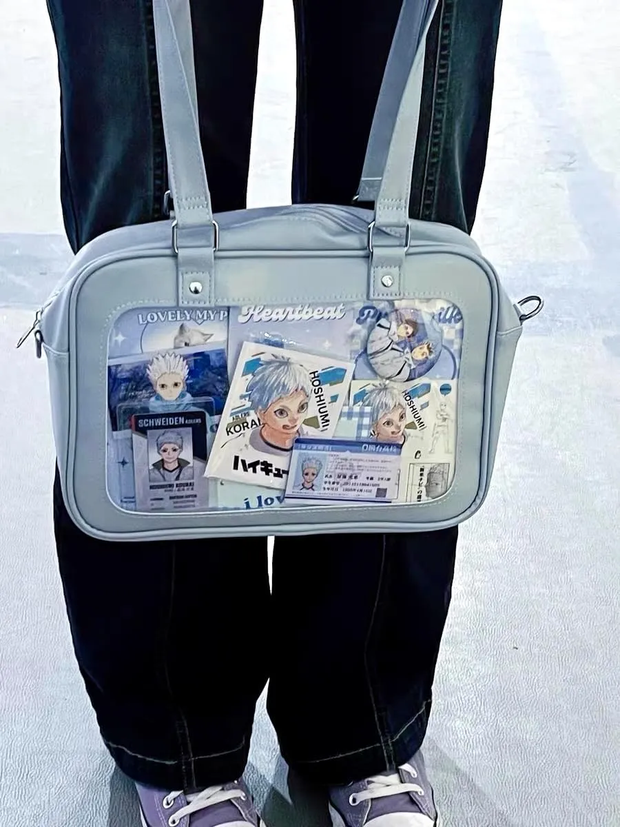 TTCAYU Ita Bag kawaii Pin Display Bag with Pin Mesh Insert Anime Crossbody Handbag Japanese Shoulder JK Uniform Purse