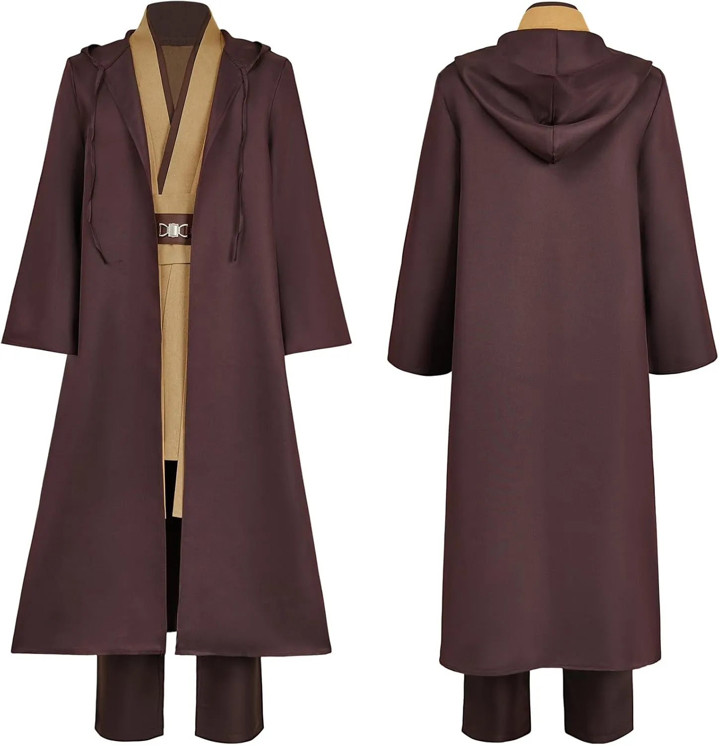 Tunic Hooded Robe Knight Costume Brown Outfits Halloween Cosplay Costume for Mens