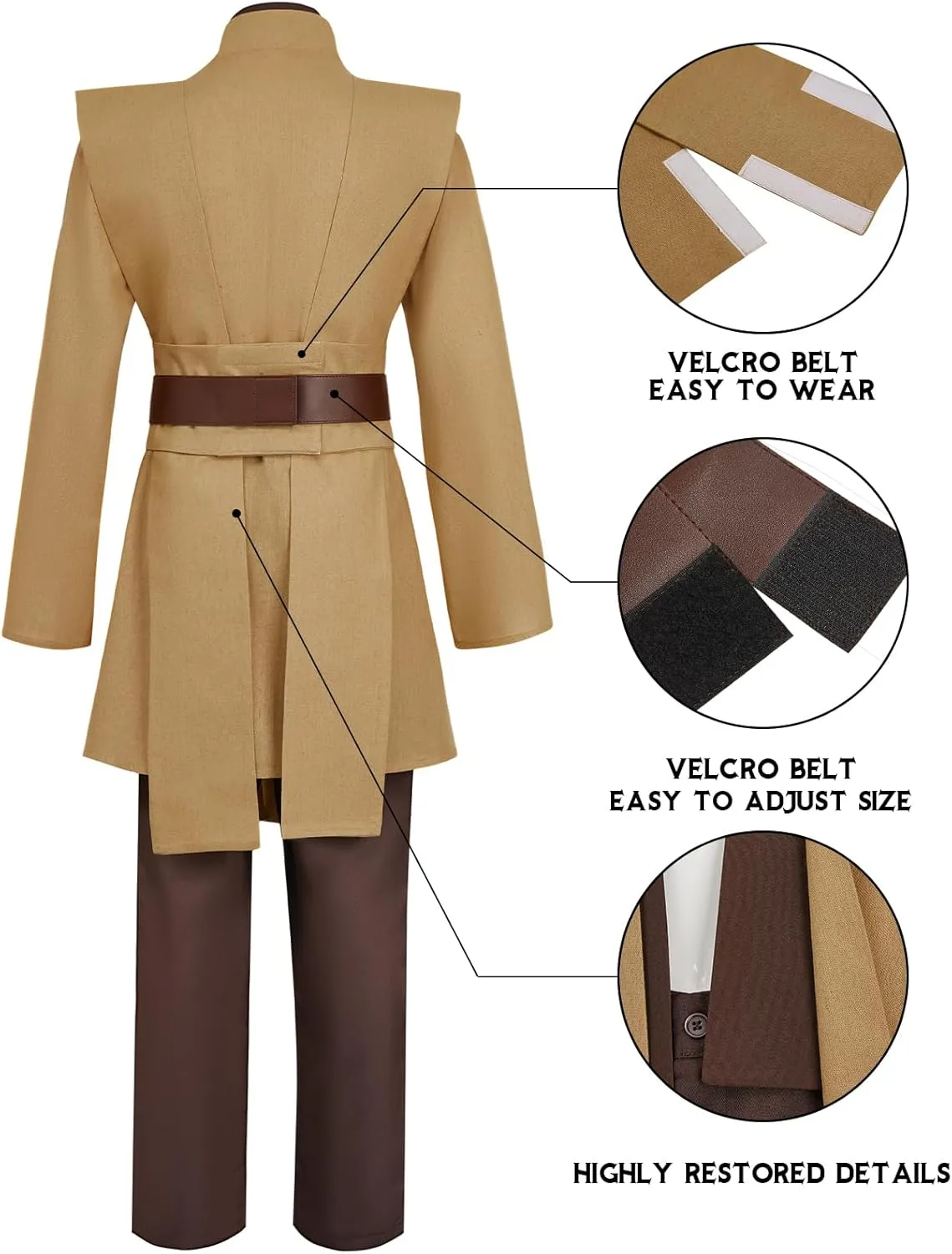 Tunic Hooded Robe Knight Costume Brown Outfits Halloween Cosplay Costume for Mens
