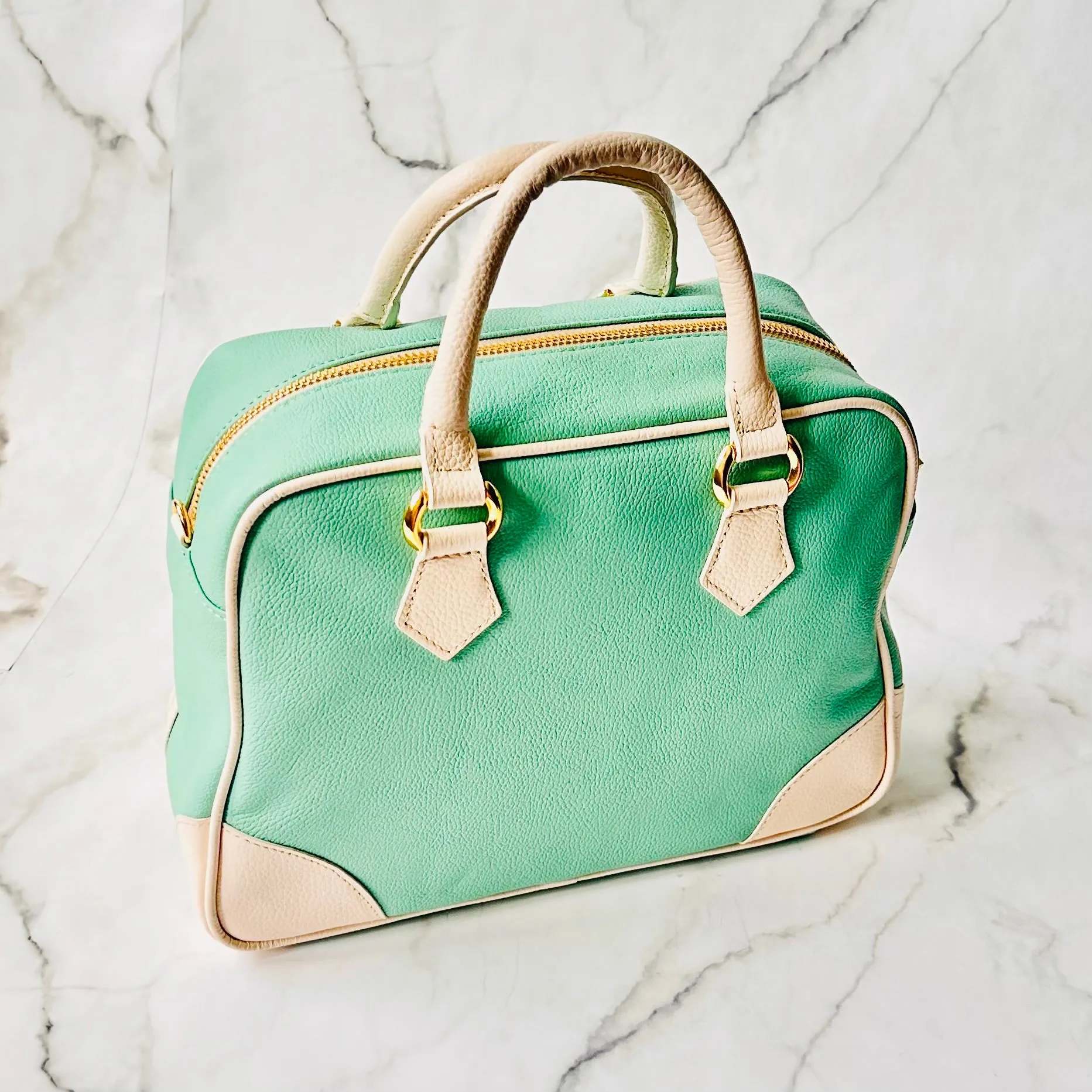 Turquoise /Cream Bowling Bag