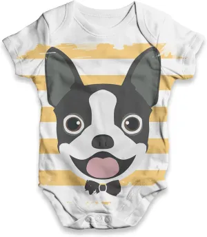 TWISTED ENVY Boston Terrier Baby Unisex Funny All-Over Print Bodysuit Baby Grow Baby Romper
