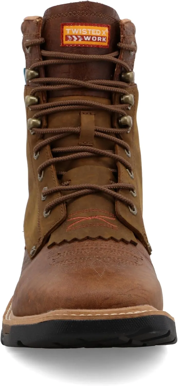 Twisted X Men's 8" CellStretch Lacer - Casual Western Boots for Men, Distressed Saddle & Cognac - Waterproof
