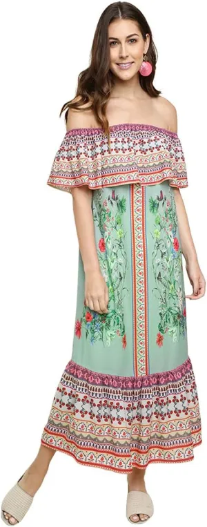 Umgee Women's Off The Shoulder Ruffle Maxi Dress