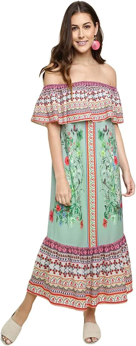 Umgee Women's Off The Shoulder Ruffle Maxi Dress