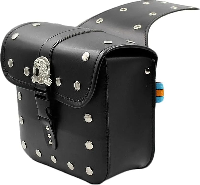 UNISTRENGH Bike Pannier Saddle Bags for Bicycles Rear Rack Waterproof Rear Bike Rack Storage Bag with Colorful Reflective Trim (Black with Rivets pattern)