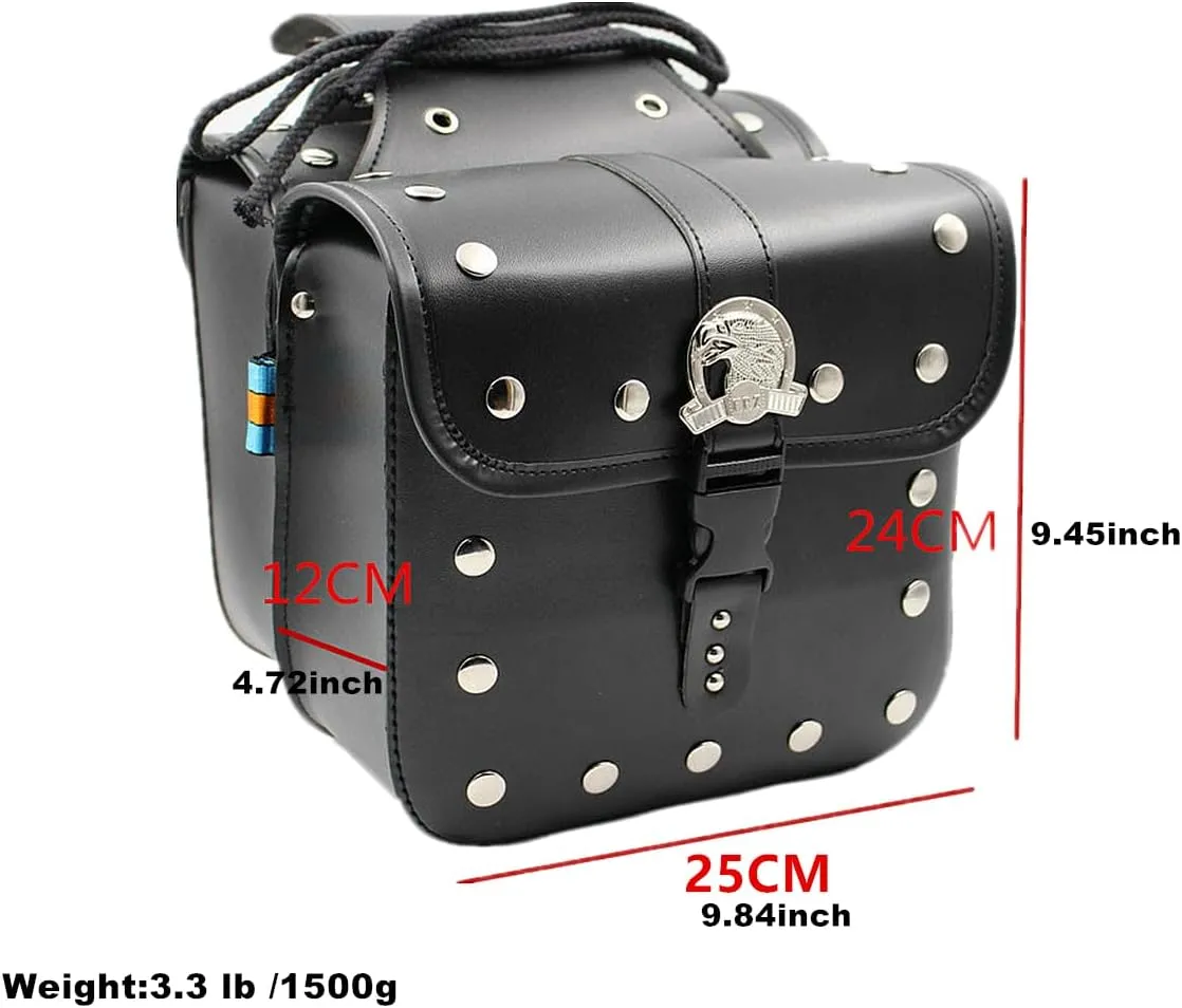 UNISTRENGH Bike Pannier Saddle Bags for Bicycles Rear Rack Waterproof Rear Bike Rack Storage Bag with Colorful Reflective Trim (Black with Rivets pattern)