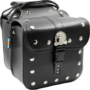 UNISTRENGH Bike Pannier Saddle Bags for Bicycles Rear Rack Waterproof Rear Bike Rack Storage Bag with Colorful Reflective Trim (Black with Rivets pattern)