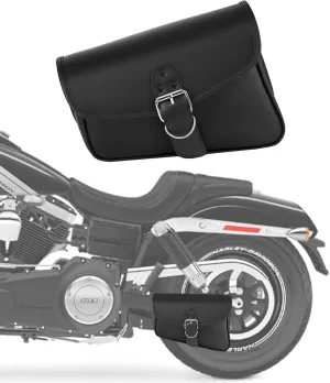 Universal Motorcycle Swing Arm Bag Black Synthetic Leather Waterproof Left Side Solo Tool Bag – Quick Release, Durable & Weatherproof
